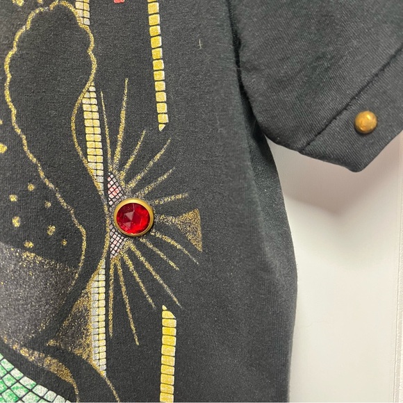 Black ✨ Vintage P.G.B. Rhinestone Art Tee – 90s Designer Celestial Sun Shirt ✨XL - Picture 3 of 10